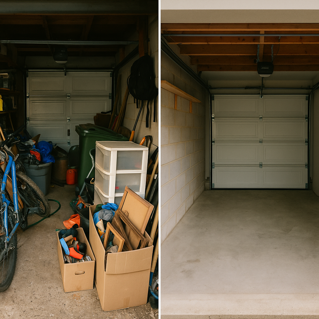 Before and after garage cleanout in brockton ma
