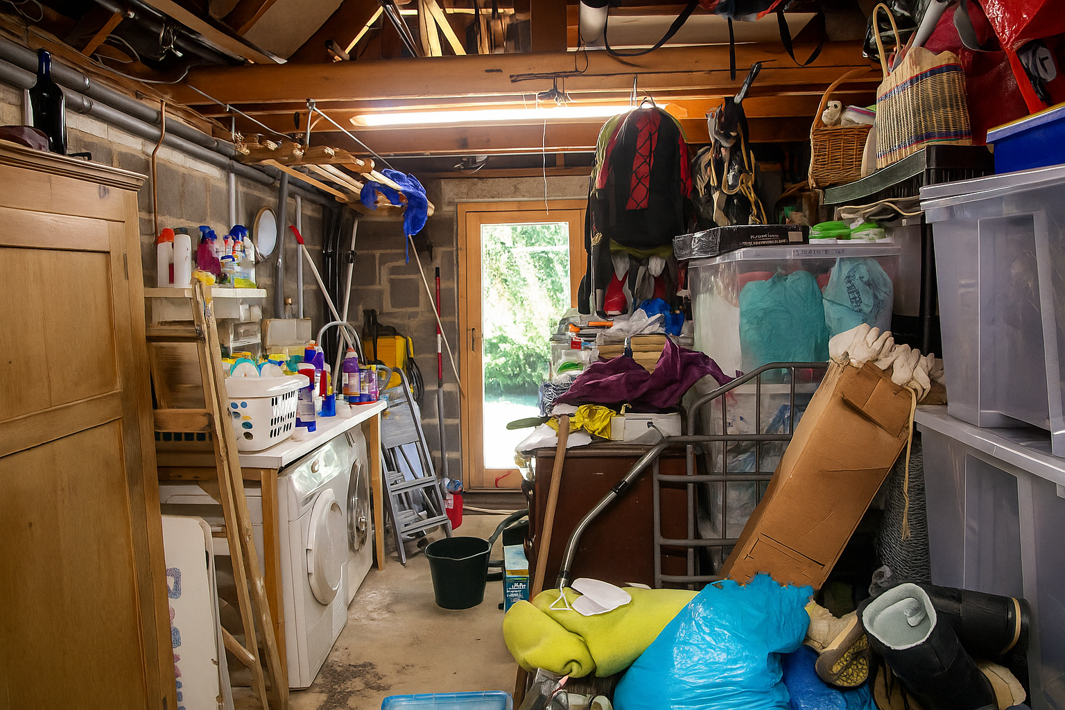 A cluttered space which needs to be cleaned