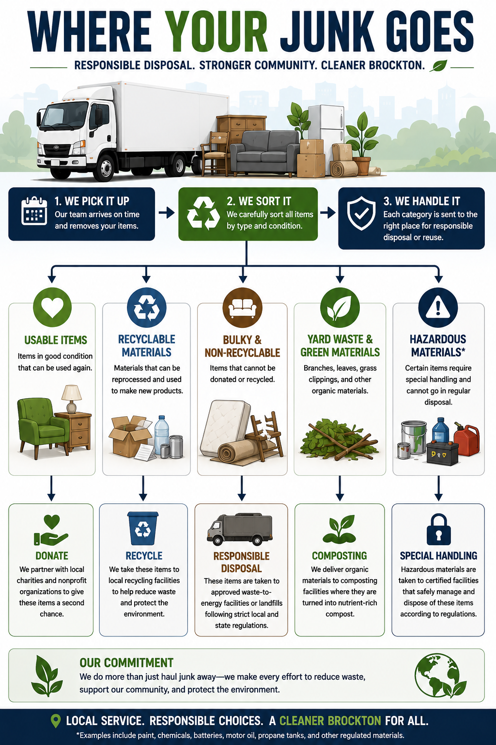 A flow chart showing where junk goes after pickup in brockton ma
