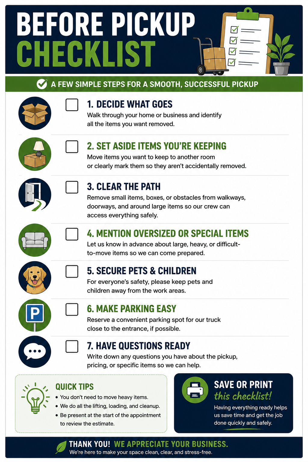 A before junk pickup checklist for residents of Brockton Ma